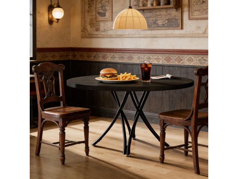 Table à manger ronde en mdf noir ø120x75 cm - Conforama E