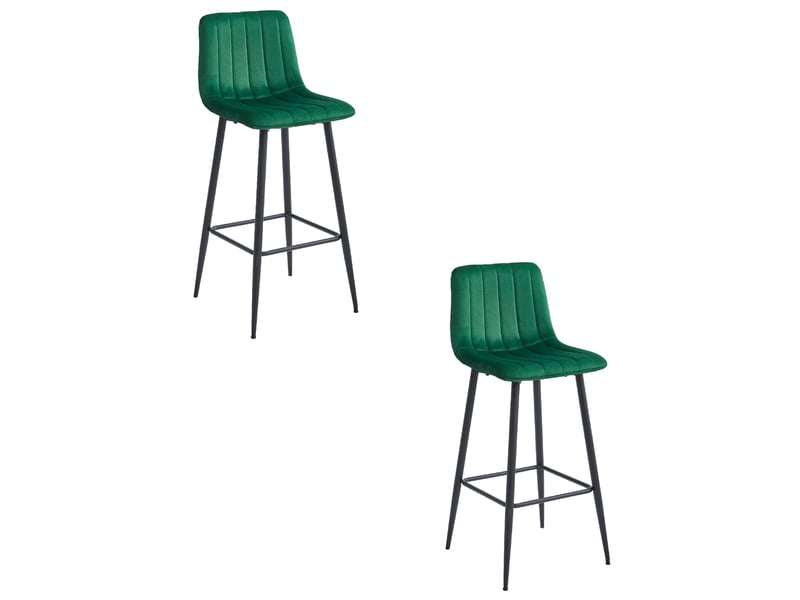 Family tabouret de bar pozza - velours vert foncé pieds noirs x 2  - Conforama A