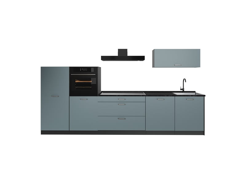  Vicco cuisine, bleu-grisanthracite, 340cm plan de travail anthracite  - Conforama A