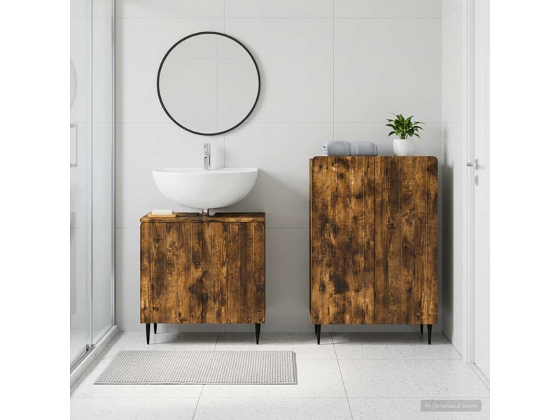 Ensemble de 2 meubles de salle de bain zwolle chêne fumé cf63232 - Conforama B
