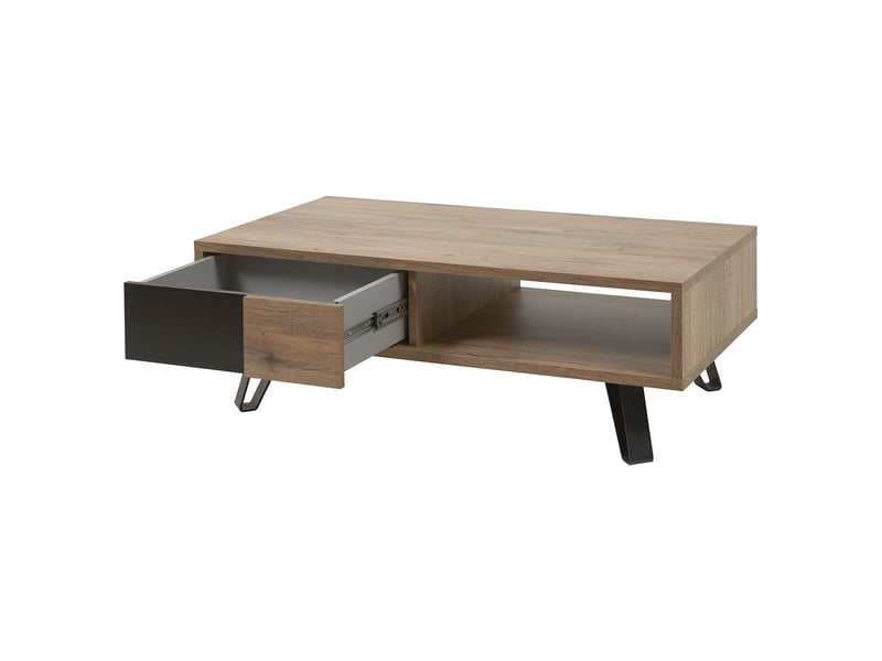  Table basse 1 tiroir aspect chêne miel et noir mat - sélène SÉLÈNE - Conforama C