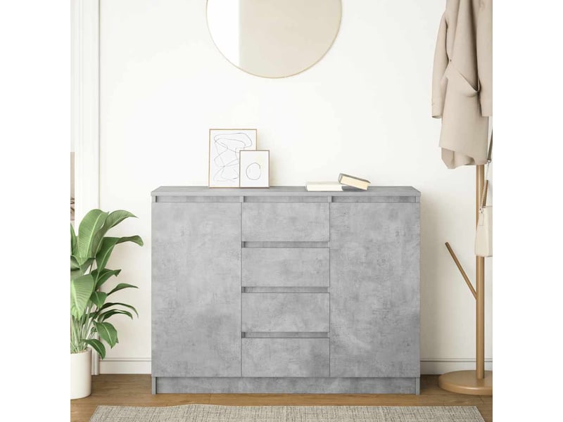  Buffet - bahut - meuble de rangement avec tiroirs gris béton 100,5x35x76 cm bois d'ingénierie  - Conforama C