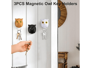 3 pièces porte-clés mural adhésif tableau à clés pour montage créative magnétique key holder avec design yeux ouverts et fermés, noir