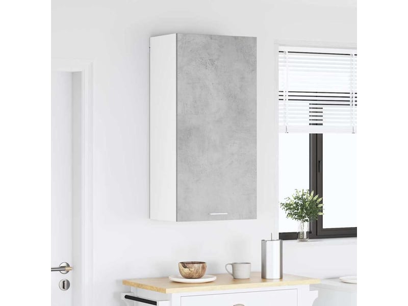  Meuble de rangement, armoire suspendue gris béton et blanc 50x31x100cm  - Conforama D