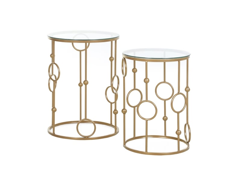  Tables basses gigognes en 2 pièces avec plateau en verre trempé et structure métallique, pour salon, bureau et chambre  - Conforama A
