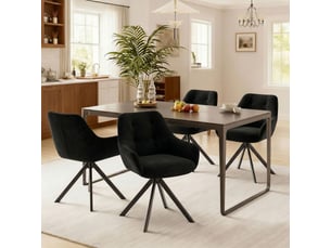 Lot 4 chaise pivotante premium avec demi-accoudoirs - chaise rotation à 360°base métallique haute stabilité, noir