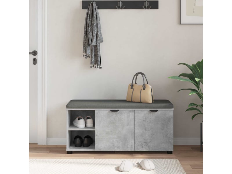  Banc d'entrée, banc interieur avec coussin gris béton 100x38x46 cm shl4932  - Conforama D