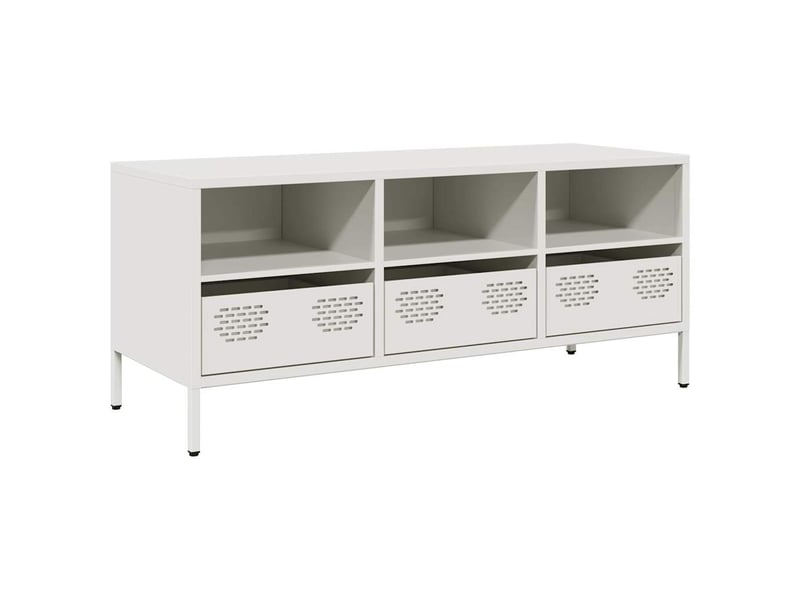  Meuble tv - banc tv - meuble de rangement blanc 101,5x39x43,5 cm acier laminé à froid  - Conforama A