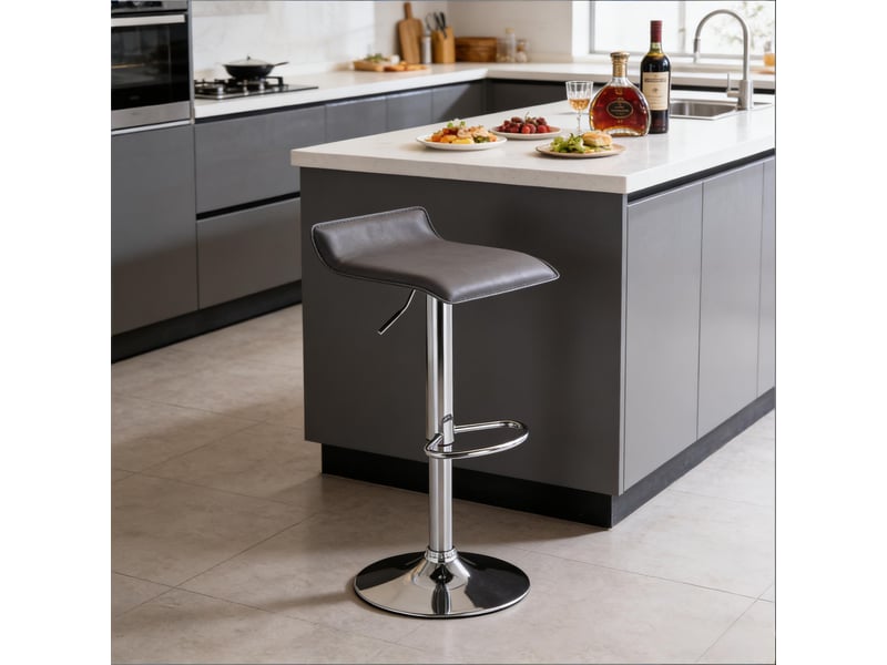  Tabouret de bar réglable,38,5x39 cm,pivotant à 360°,similicuir,gris  - Conforama D