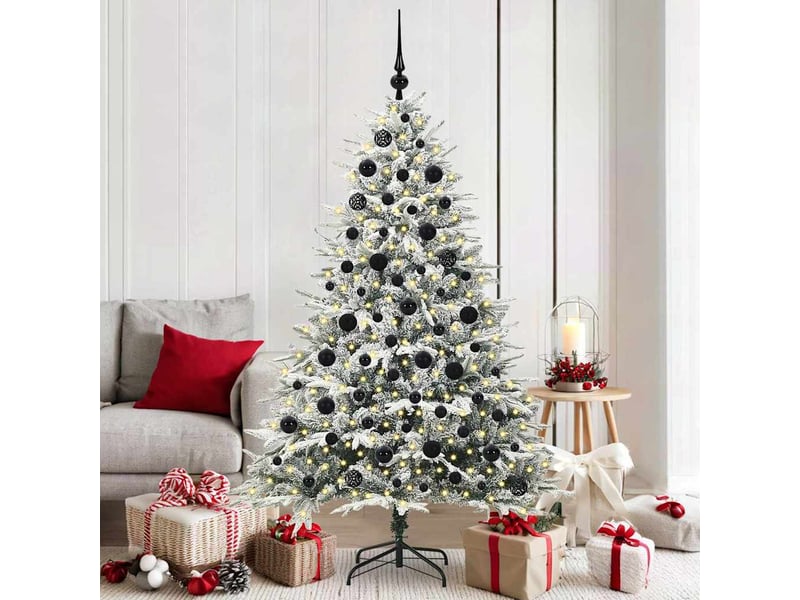 Sapin de noël, arbre de noël artificiel pré-éclairé avec ensemble de boules shl1881 - Conforama B