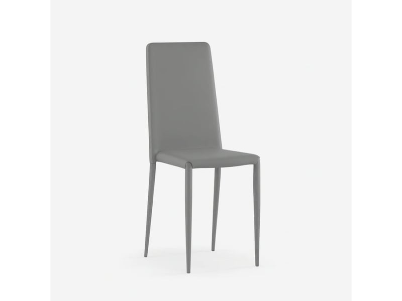  Lot de 4 chaises de salle à manger empilables en similicuir arianna - gris foncé  - Conforama C