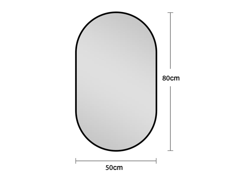 Miroir de salle de bain 50x80 cm avec cadre en aluminium noir, pose horizontale ou verticale - Conforama C