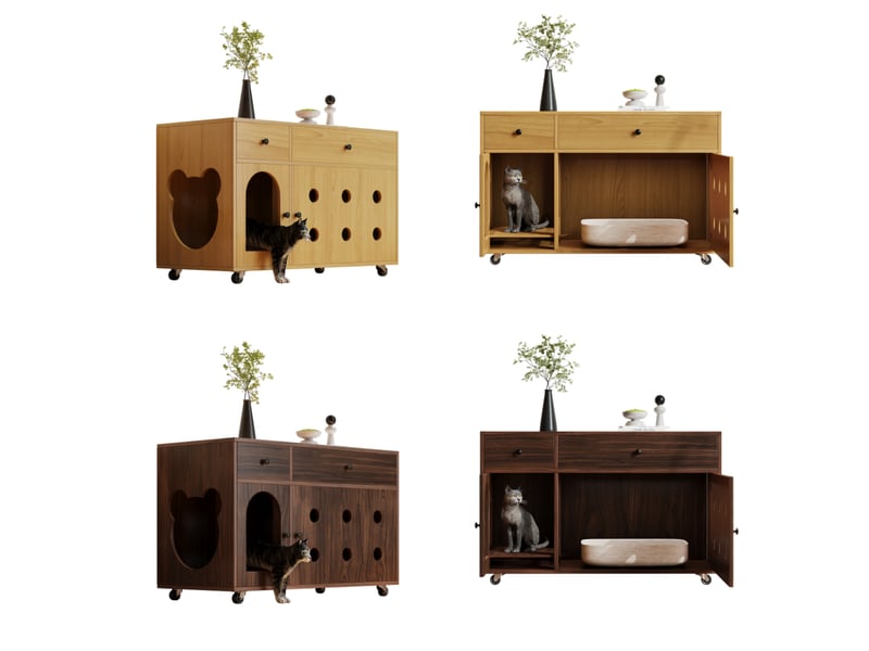  Meuble cache-litière avec rangement, maison de toilette discrète, noyer, 100 x 45 x 66 cm, mdf Fay Lum - Conforama E