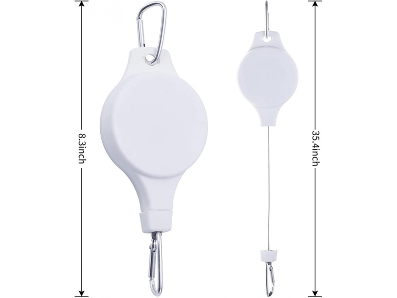  Crochet rétractable 4 pièces blanc pour plantes suspendues, paniers, pots et mangeoires - réglable en hauteur, poulies incluses  - Conforama B