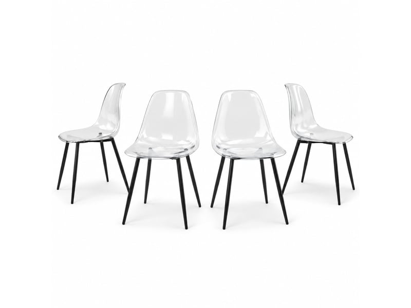  Lot de 4 chaises de salle à manger 44x45,7x83 cm,  design moderne,  assise confortable, antidérapantes, métal noir  - Conforama A