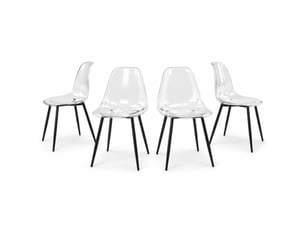 Lot de 4 chaises de salle à manger 44x45,7x83 cm,  design moderne,  assise confortable, antidérapantes, métal noir