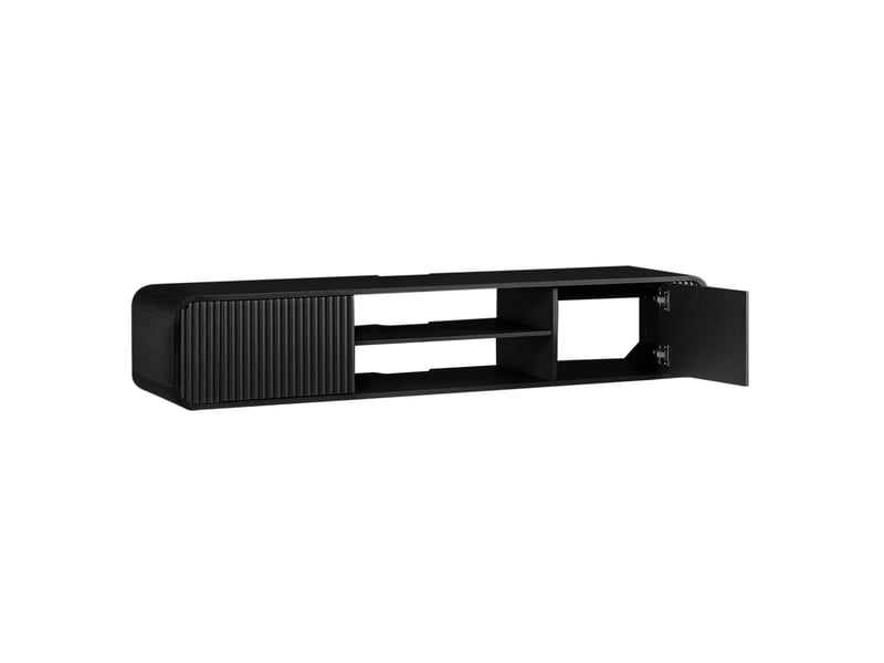 Meuble tv mural tcqpz 160 x 38 x 30 cm avec rangement ouvert et passe-câbles noir - Conforama A
