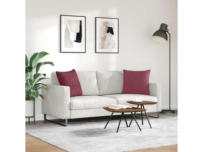 Lot de 2 coussins de canapé, coussins décoratifs tissu bordeaux 50 x 50 cm cf58799 - Conforama D