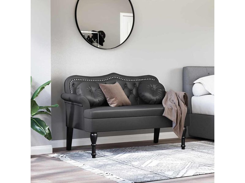 Banc chesterfield, canapé 2 places noir 120,5x65x75 cm simili cuir - Conforama C