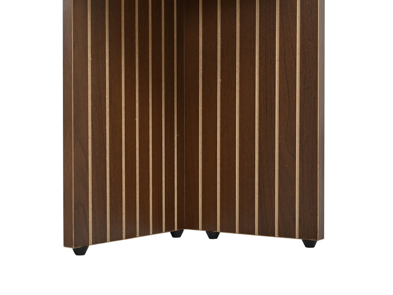  Table basse ovale 100x49x35 cm – noyer foncé – étagère ouverte, design rainuré moderne  - Conforama E