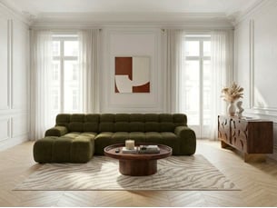 Canapé d'angle gauche convertible <strong>BOBOCHIC</strong> <strong>ANDRE</strong> 3 places Tissu Vert