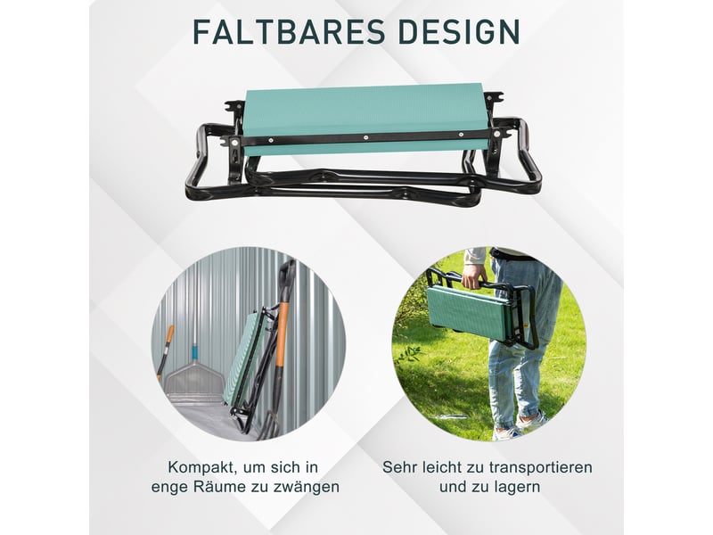 Banc agenouilloir de jardin pliable,58x28x49 cm,avec mousse eva,acier,noir - Conforama D