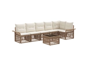 Vidaxl ensemble de canapé de jardin 7 pcs beige polyrotin
