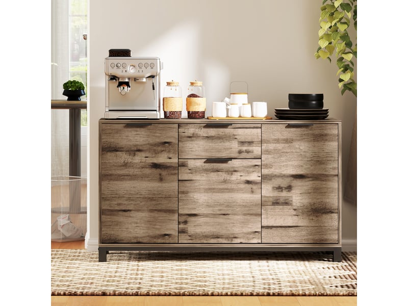  Buffet de style industriel avec tiroir et 3 placards, bois brun, 120 x 36,5 x 70 cm  - Conforama D