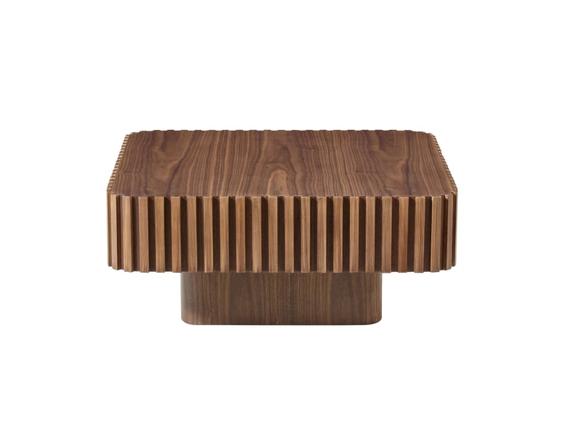  Table basse carrée 80x80x35 cm en mdf avec cadre bois, coloris noyer  - Conforama A