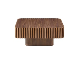 Table basse carrée 80x80x35 cm en mdf avec cadre bois, coloris noyer