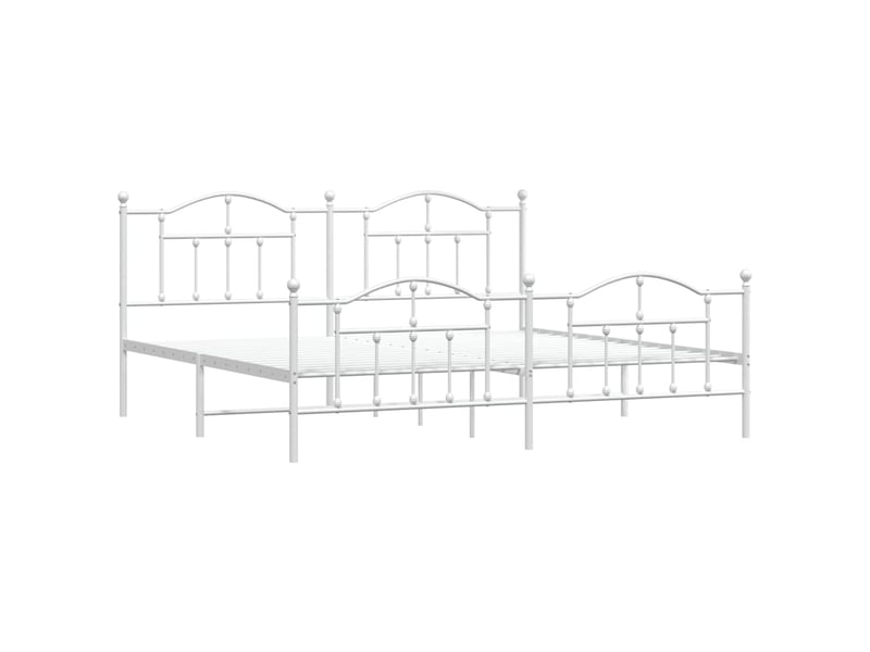 Lit double- lit adulte - cadre de lit métal sans matelas et pied de lit blanc 200x200 cm - Conforama B
