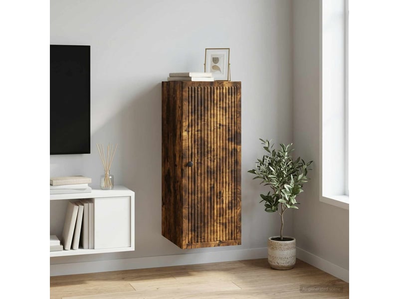  Armoire murale salon chêne fumé 33x34,5x90cm bois d'ingénierie shl4292  - Conforama B