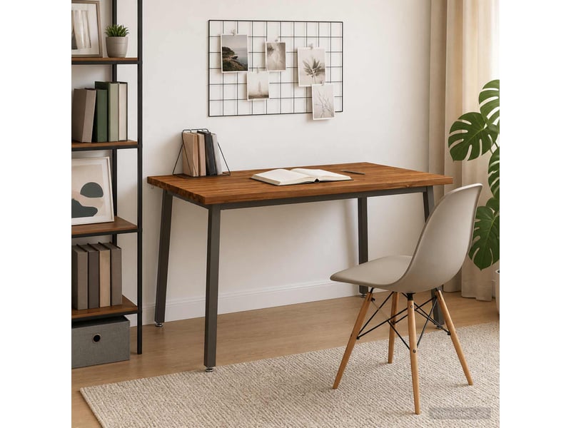  Table à manger moderne 140x80x75 cm bois d'acacia massif naturel et café shl78440  - Conforama C