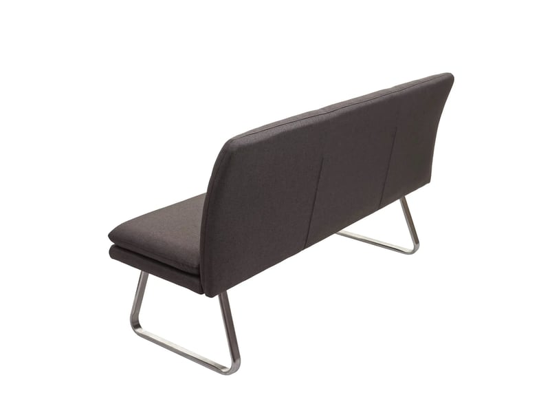  Ensemble de salle à manger 4 chaises et banquette 160 cm assises rembourrées avec protections de sol tissu gris-brun et acier inoxydable brossé 04_0010900  - Conforama D