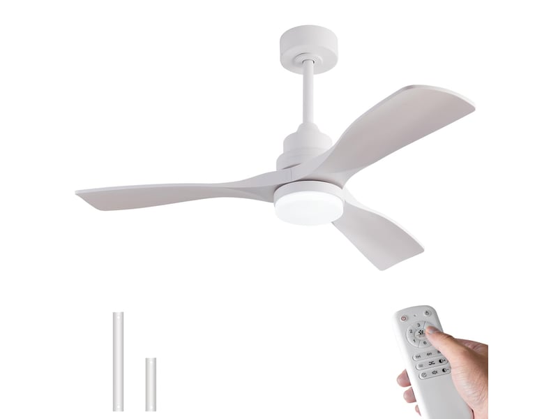  Ventilateur de plafond led avec télécommande moteur dc 3 pales blanc 107 cm W5766P467484 - Conforama A
