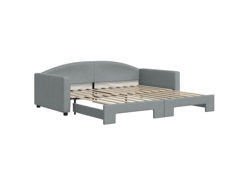 Lit simple- lit adulte - lit de jour avec gigogne sans matelas gris clair 100x200 cm - Conforama A