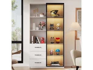 Vitrine coloris blanc 3 étagère(s) - 80 cmx160 cm