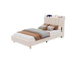 Lit simple 90x200 cm <strong></strong> <strong></strong> coloris beige