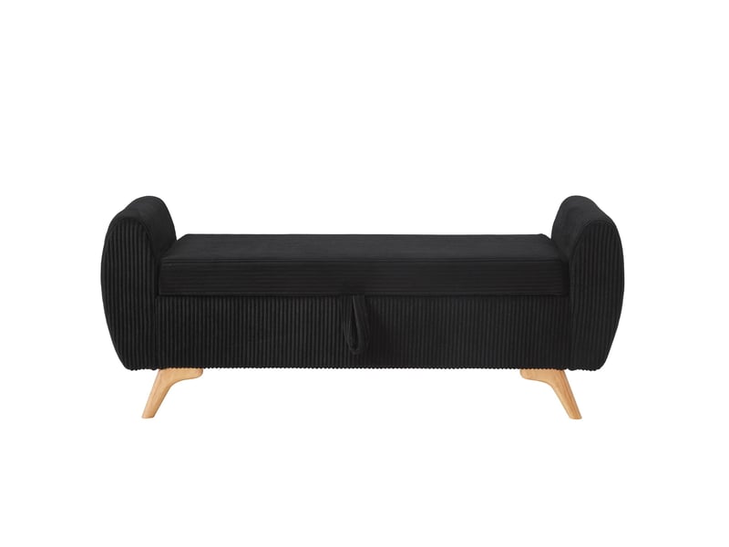 Banquette de rangement 145x51x57 cm pliable avec pieds en bois noire  - Conforama A
