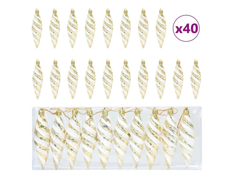  Boule en forme de spirale de noël 40 pcs doré 3 x 11 cm  - Conforama A