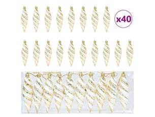 Boule en forme de spirale de noël 40 pcs doré 3 x 11 cm