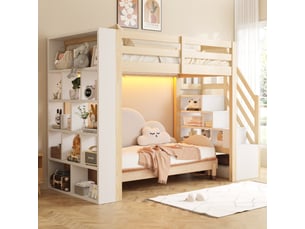 Lit mezzanine 90x200 cm <strong></strong>  <strong>CozyNest</strong> coloris bicolore