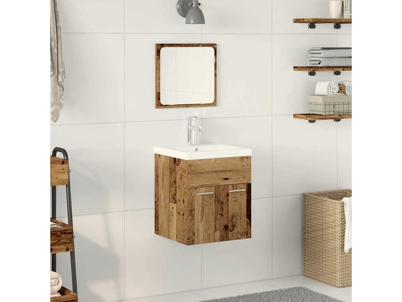 Ensemble de mobilier de salle de bain 3 pièces bois ancien cf64431 - Conforama B