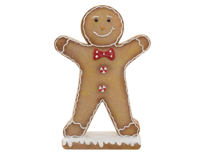  Ecd germany figurine de noël bonhomme en pain d'épices à led 75 cm, décoration lumineuse d'interieur sur piles (non incluses) avec un nœud papillon, ornement à poser pour cheminée plateau de table ECD Germany GmbH - Conforama B