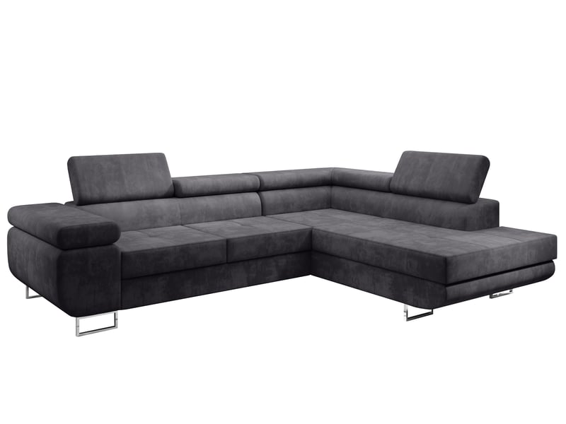  Canapé d’angle kanya gris clair 275 cm convertible avec coffre droite Kanya - Conforama A