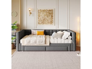 Lit banquette 90x200 cm <strong>ZOVIRA</strong> <strong></strong> coloris gris