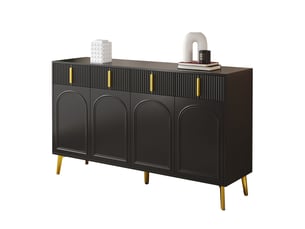 Buffet 4 porte(s) 4 tiroir(s) WISHDOR - 140 cm coloris noir