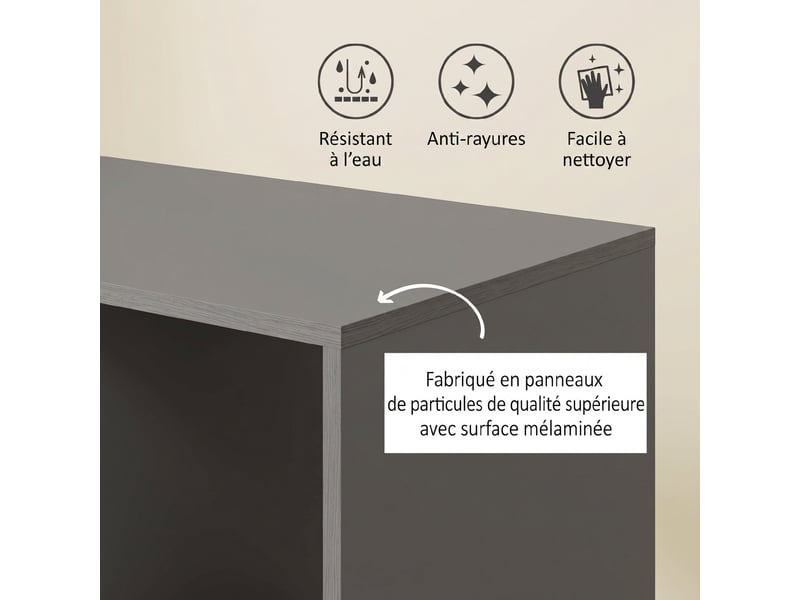  Armoire penderie meuble de rangement mobile 4 roulettes avec étagères ouvertes et tringle à vêtements, gris  - Conforama R
