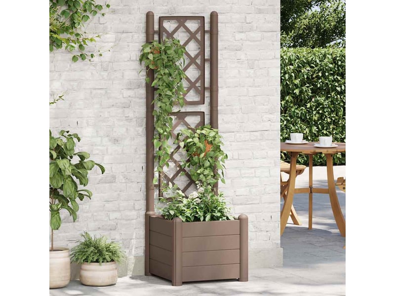  Jardinière - bac à fleurs avec treillis 43x43x142 cm pp moka  - Conforama B