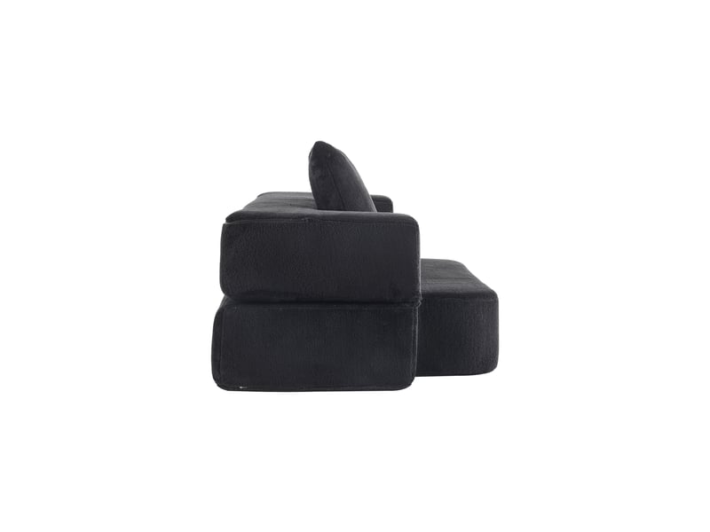  Canapé convertible 2 places pliable en matelas  - mousse haute densité avec coussins, mousse - noir  - Conforama E